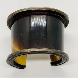 Water buffalo cuff with metal accent